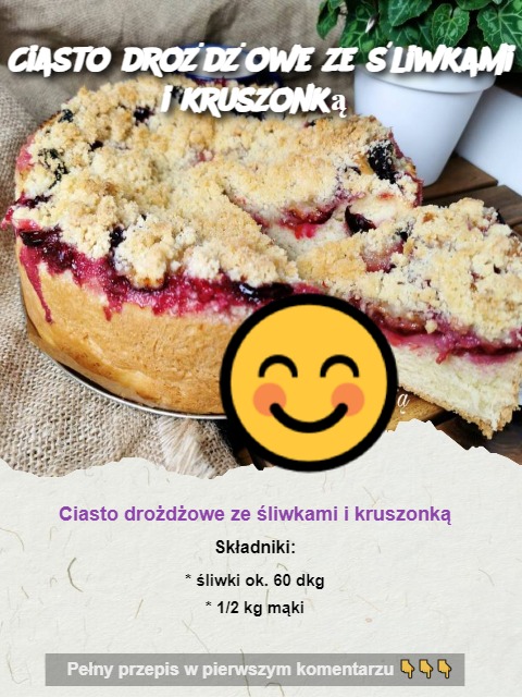 Ciasto drożdżowe ze śliwkami i kruszonką