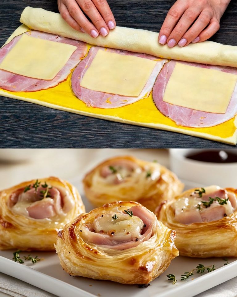 Rollitos de Hojaldre con Jamón y Queso